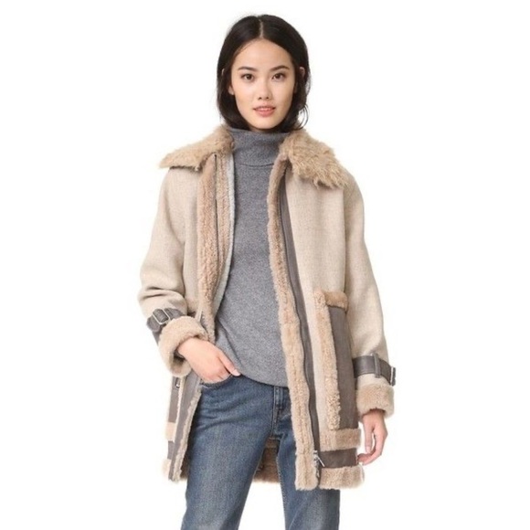 Designer Rebecca Taylor Real Shearling Lamb's Wool Penny Lane Winter Coat - Picture 2 of 16